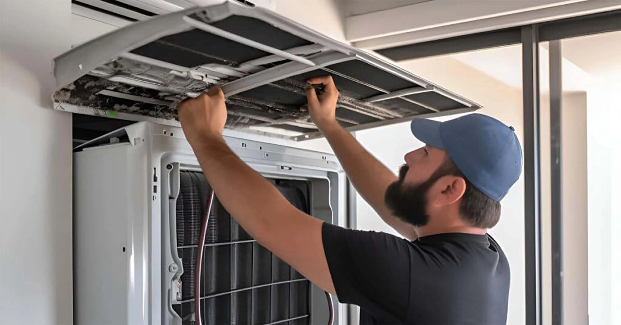 Teknisi Sedang Memperbaiki AC